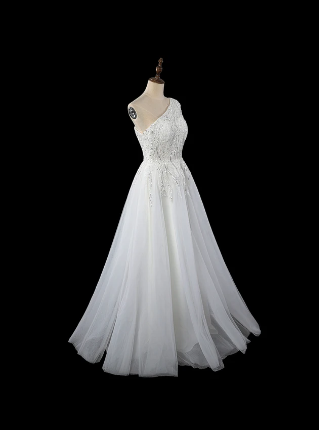 Jancember Muse, New One Shoulder Ball Gown White Wedding Dresses Appliques Tulle Bridal Gowns Custom Made