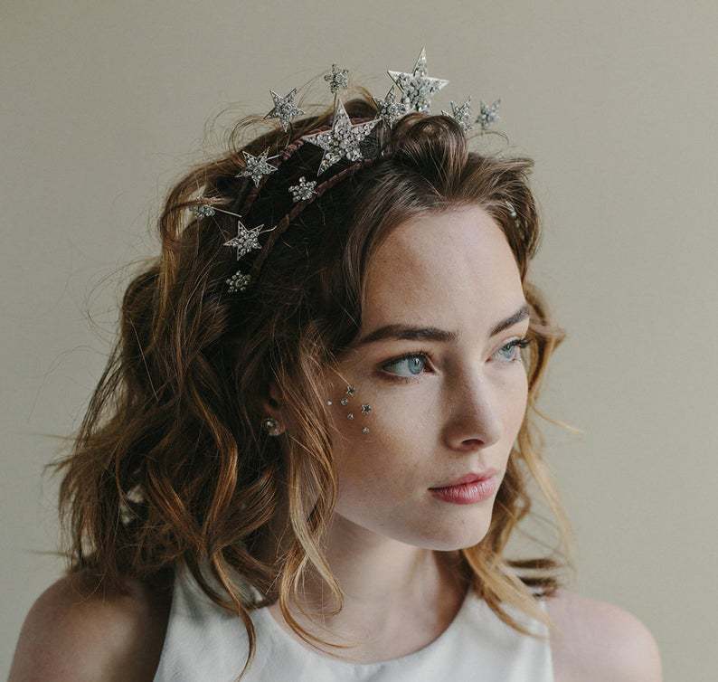 Shining Star, Bridal Jewelry Double Row Head Crown