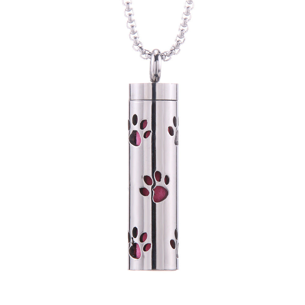 Love Aroma, Aromatherapy Essential Oil Perfume/Cologne Pendant, Stainless Steel Cylinder Necklace