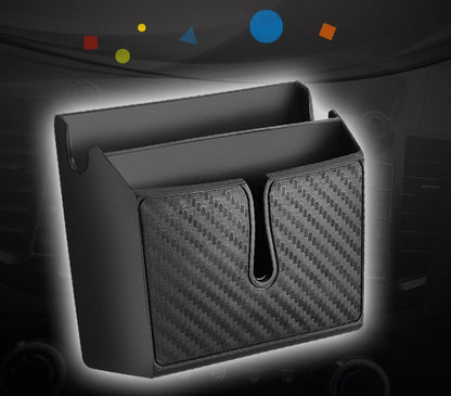 Carbon Fiber Mobile Phone Storage Box, Removable Adhesive, Car Accessory