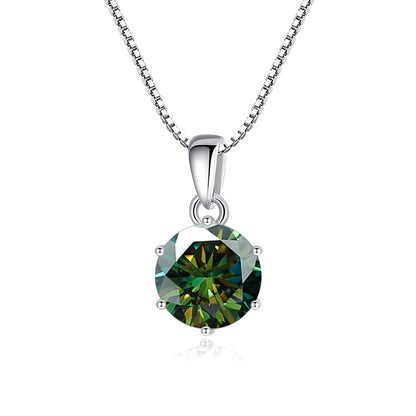 925 Silver Inlaid Round Moissanite Necklace