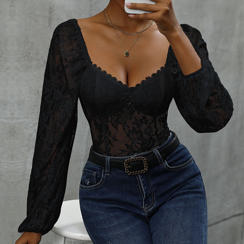 Marilyn, Slim Fit Integrated Cloth Sexy Lace Stitched Bodysuit