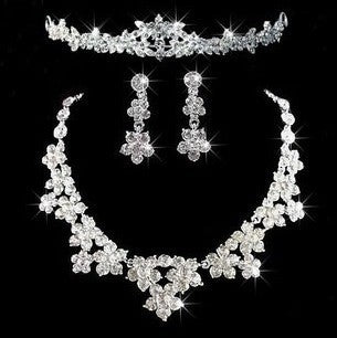 Coronation, Bridal Accessories Bridal Three Piece Crown, Necklace and Earrings Set