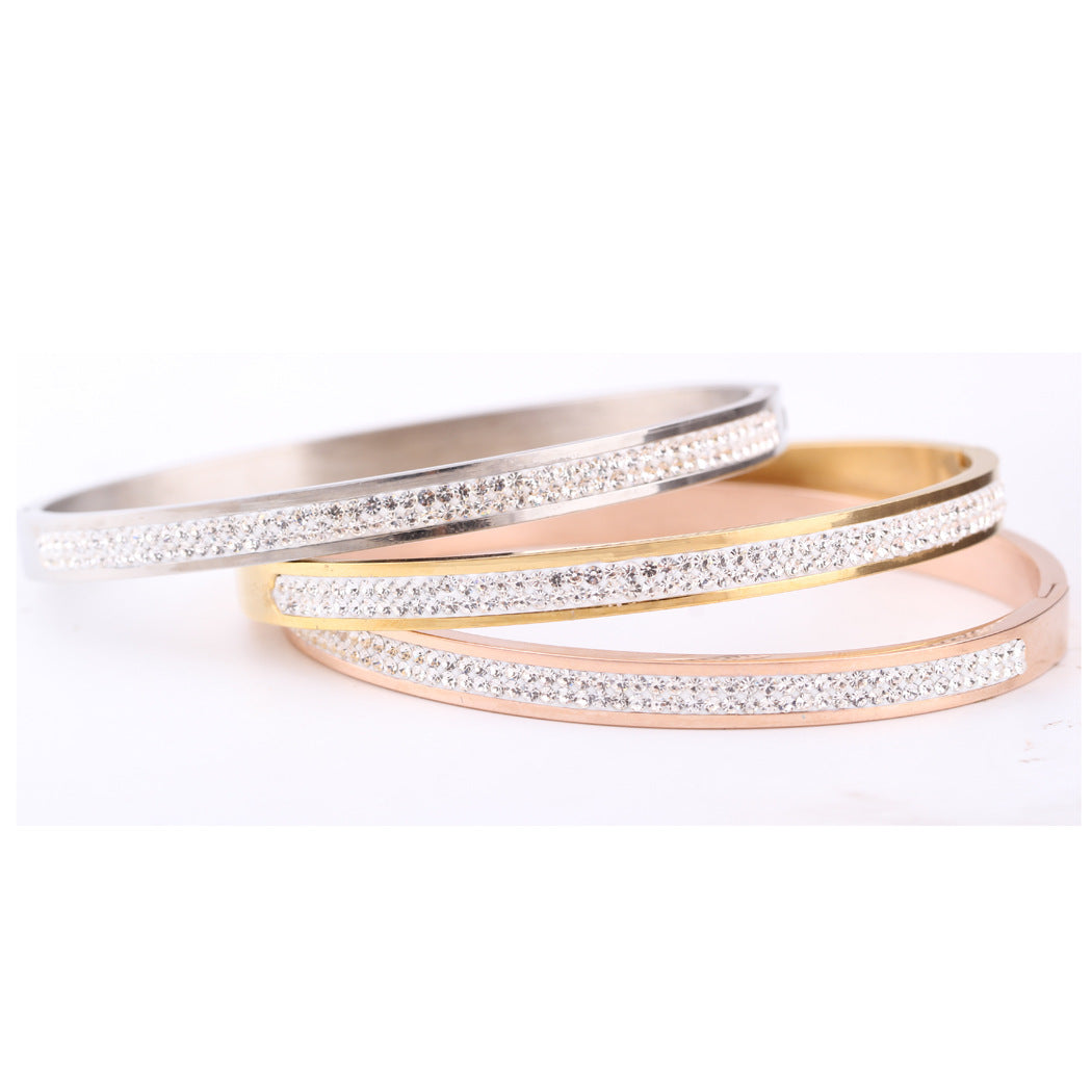 Voltaire ll, Stainless Steel Bangle Bracelet with Diamond Inset