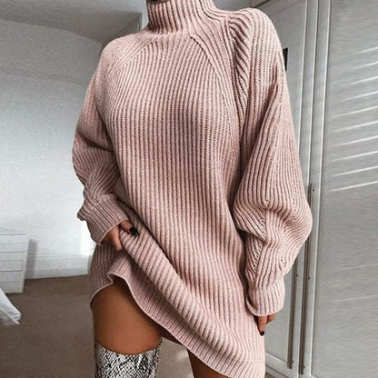 Solis, Turtleneck Long Sleeve Sweater Winter Warm Women Sweater Dress