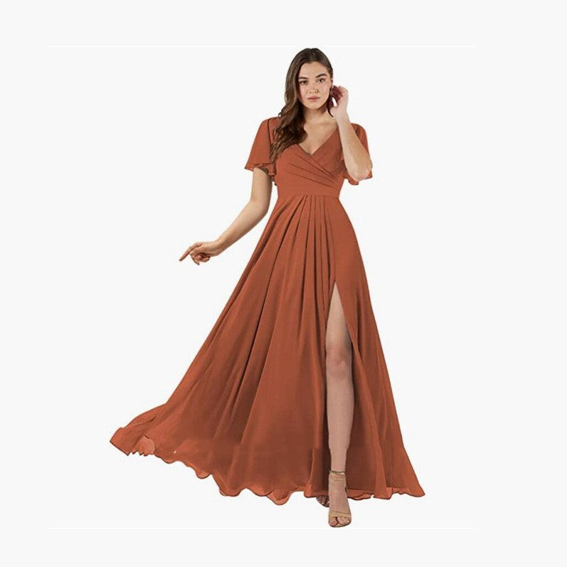 Maedin, V-neck Butterfly Sleeve Bridesmaid Dress