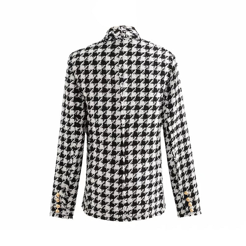 Houndstooth, Autumn Retro Thick Plaid Versatile Jacket