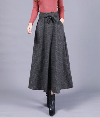 New British Style High Waist Long Plaid Skirt, Seasonal Trendsetter