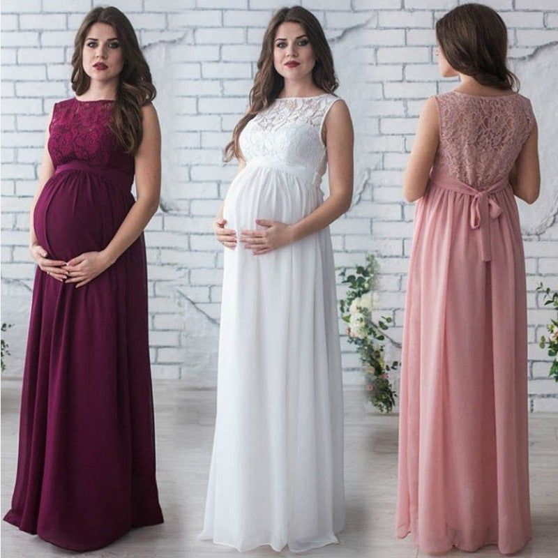 Luna, Charming Sleeveless Lace Maternity Gown for Bride,  Bridesmaids, or Formal Social Event