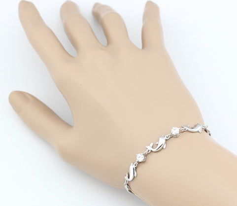 925 Sterling Silver Bracelet Wholesale, Dolphin Amethyst Bracelet, Women&