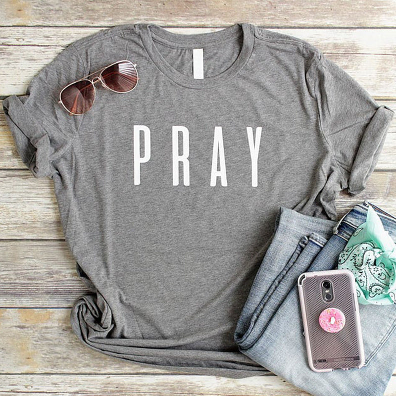 Totally-T, Pray Christian T Shirts Inspirational Fashion Clothes for Women