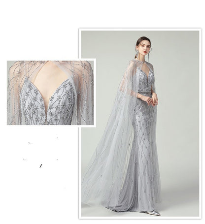 Serenade, Silver Two Piece Intricate Banquet Formal Gown