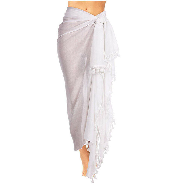 Seaside Holiday, Fringed Sarong, Sunscreen Protection and Cover Up for Women