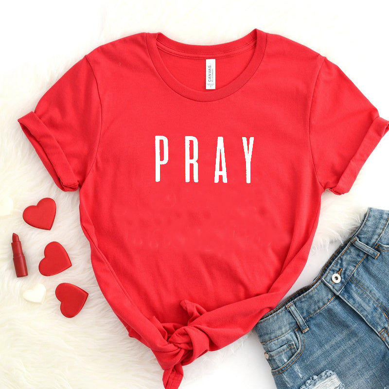 Totally-T, Pray Christian T Shirts Inspirational Fashion Clothes for Women