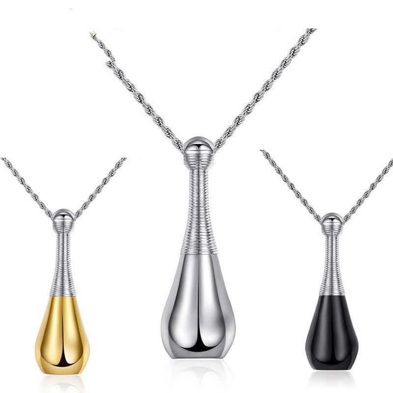 Senses, Necklace Pendant of Titanium Steel, Perfume Bottle Pendant