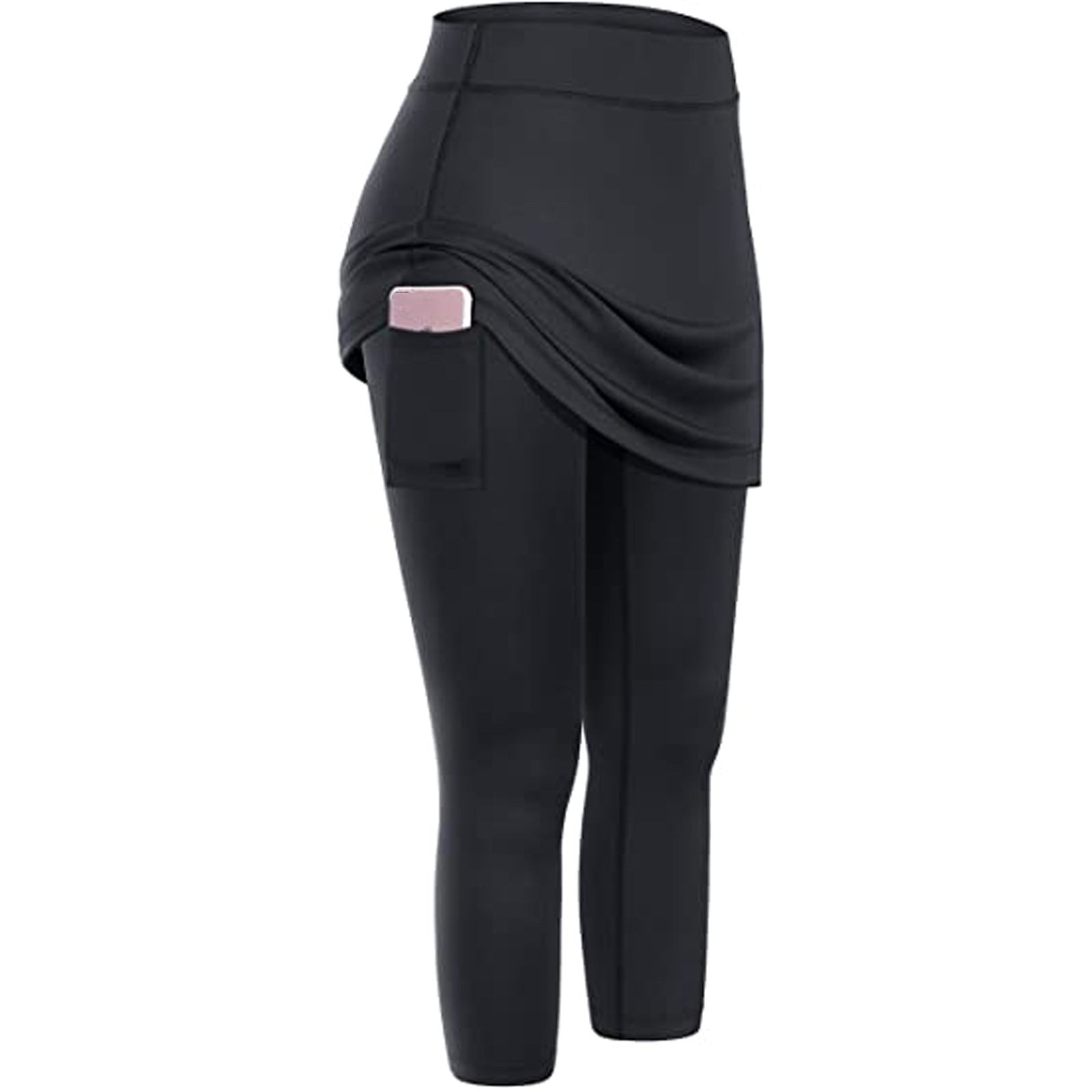 Perfect Combination, Women Tennis Skirted Leggings with Pockets.  Elastic Sports Yoga Capris Skirt with Legging