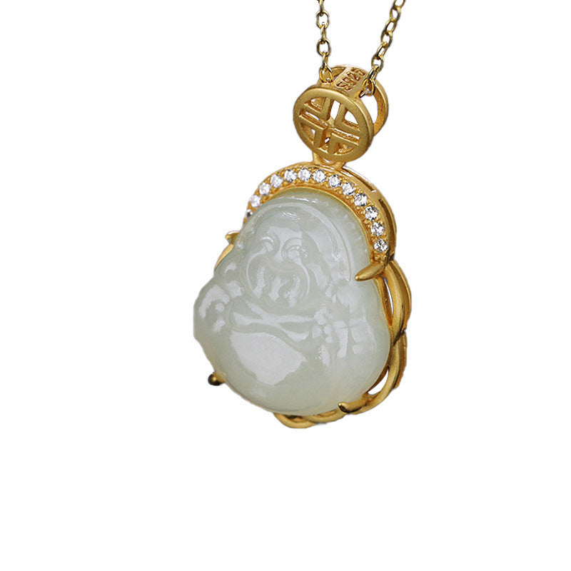 Gold Inlaid Jade Hetian Jade Pendant Gold Pure Gold