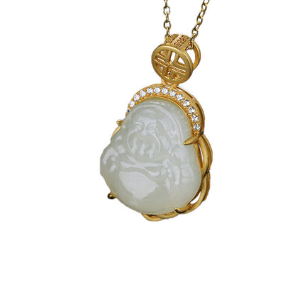 Gold Inlaid Jade Hetian Jade Pendant Gold Pure Gold