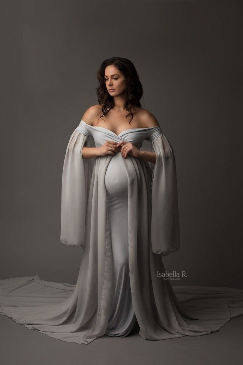 Regal, Chiffon Cloak Maternity Party Dress/Photography Gown