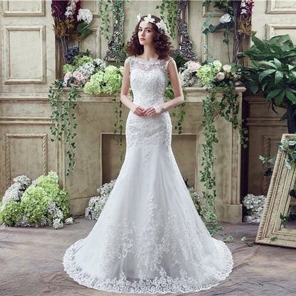 Ethereal Bride, Trailing Lace Wedding Gown