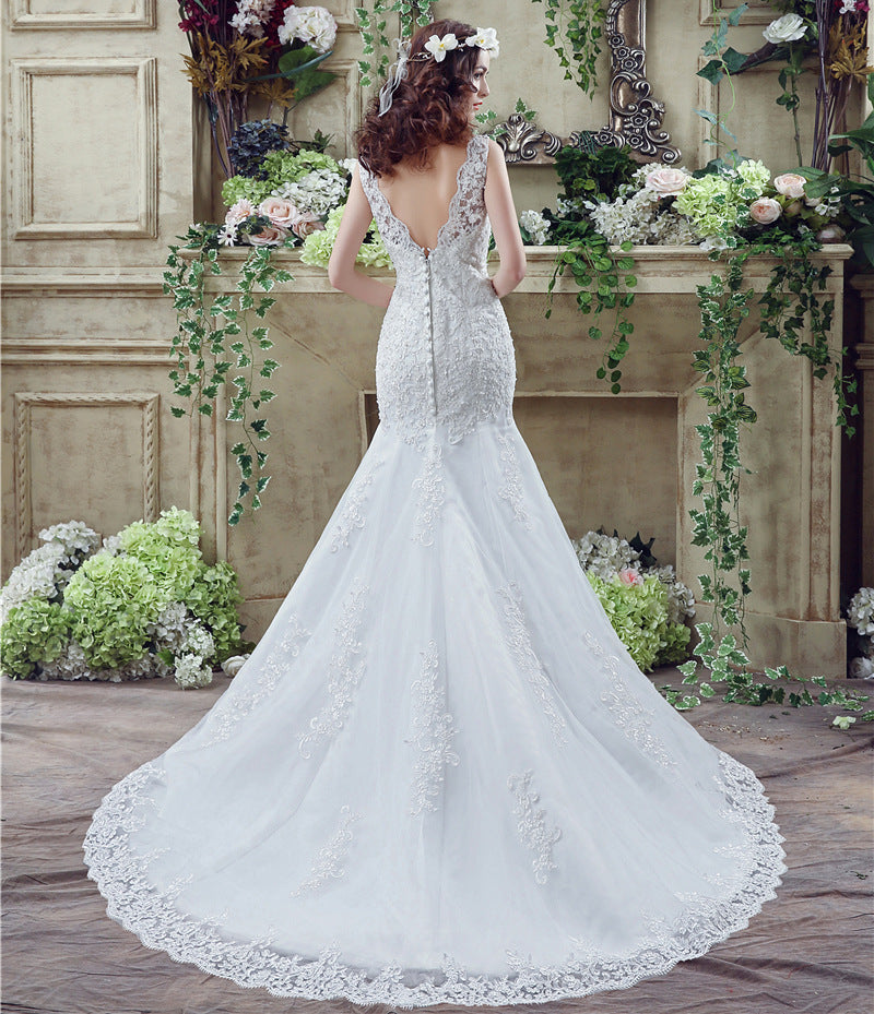 Ethereal Bride, Trailing Lace Wedding Gown