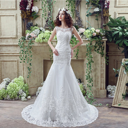 Ethereal Bride, Trailing Lace Wedding Gown