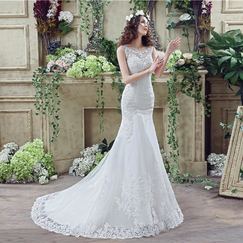 Ethereal Bride, Trailing Lace Wedding Gown