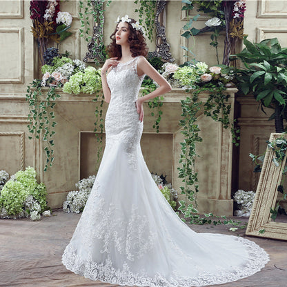 Ethereal Bride, Trailing Lace Wedding Gown