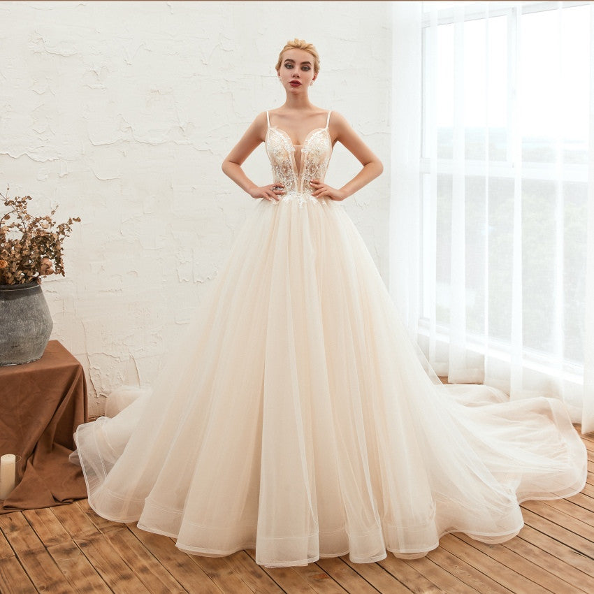 Eden, Luxury Backless Floral Design Lace Bodice Dream Master Wedding Dress