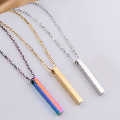 Obelisk, Simple Unisex Stainless Steel Pendant Necklace,       Jewelry Accessory