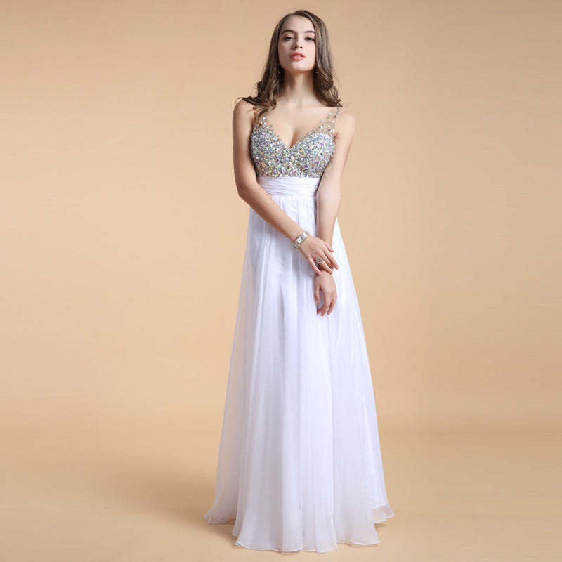 Sparkling Muse, Dazzling Sequin Bodice Chiffon Long Evening Gown