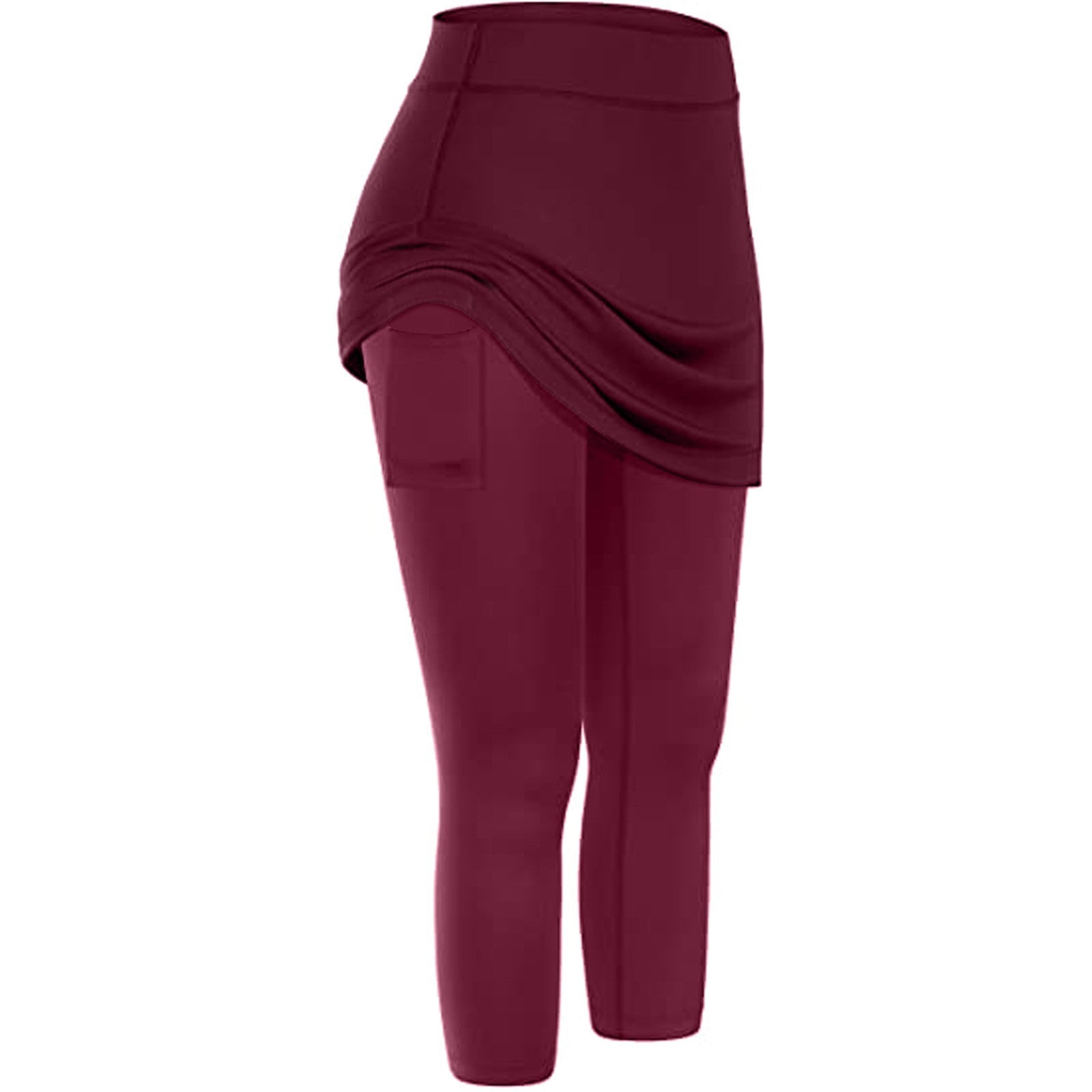 Perfect Combination, Women Tennis Skirted Leggings with Pockets.  Elastic Sports Yoga Capris Skirt with Legging