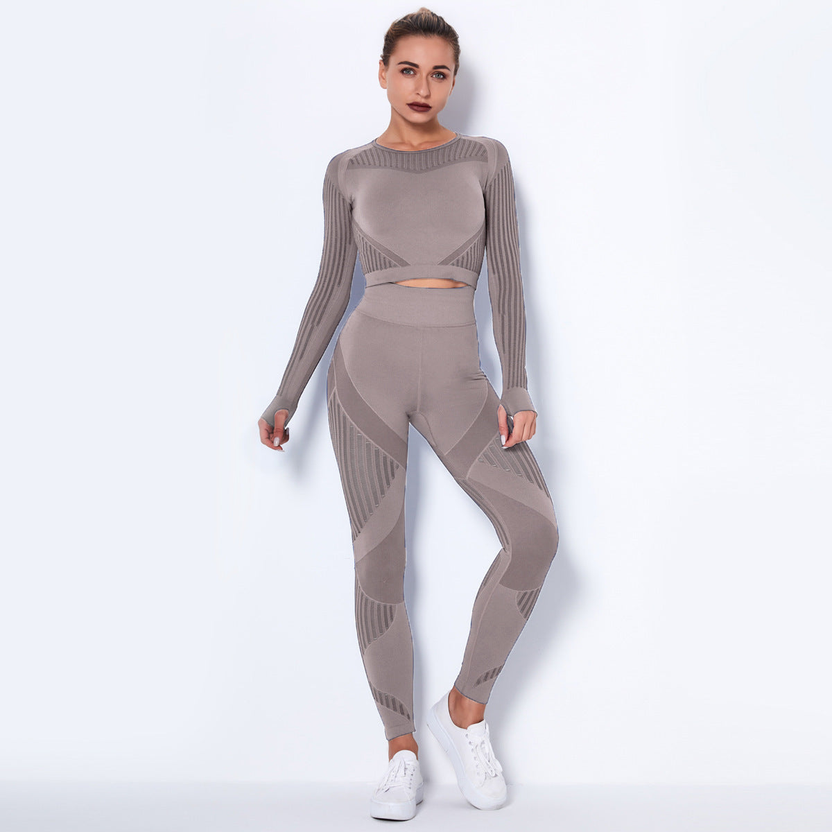 Works, Seamless Knitted Absorbent Long-Sleeved Two Piece Women&