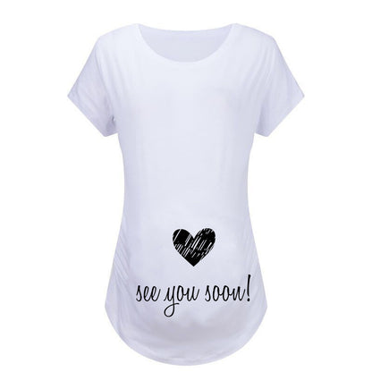 Women T-Shirts Fitted Maternity Funny Baby Message Tops  Pregnancy Women&