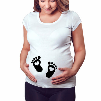 Women T-Shirts Fitted Maternity Funny Baby Message Tops  Pregnancy Women&