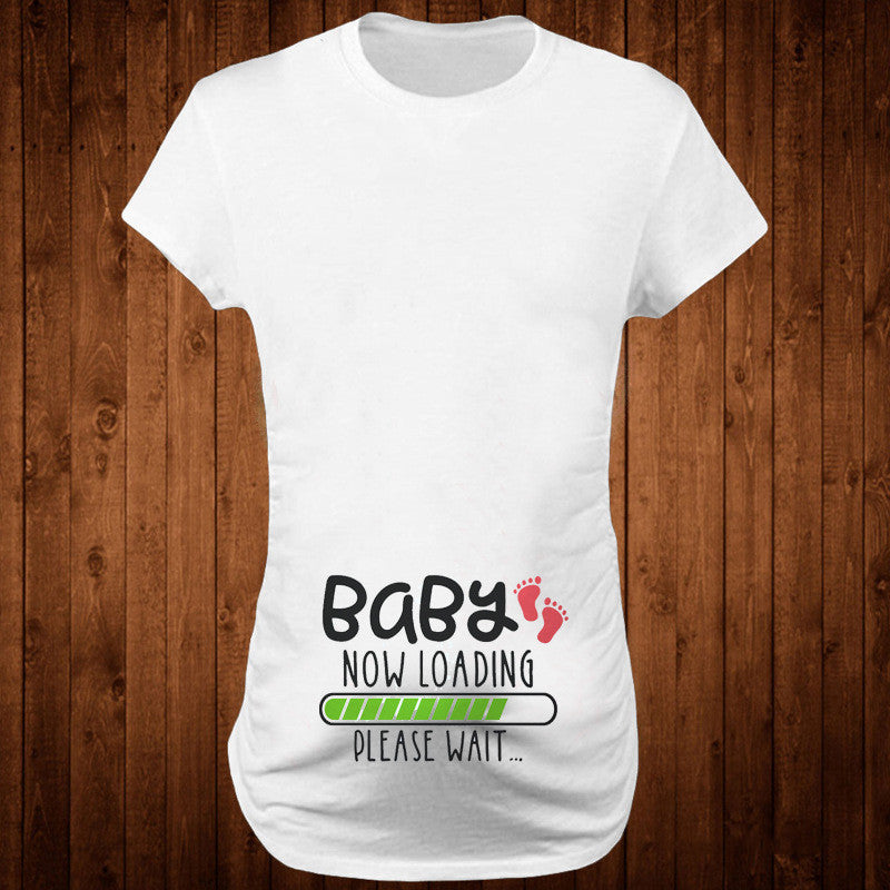 Women T-Shirts Fitted Maternity Funny Baby Message Tops  Pregnancy Women&