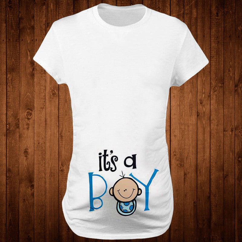 Women T-Shirts Fitted Maternity Funny Baby Message Tops  Pregnancy Women&