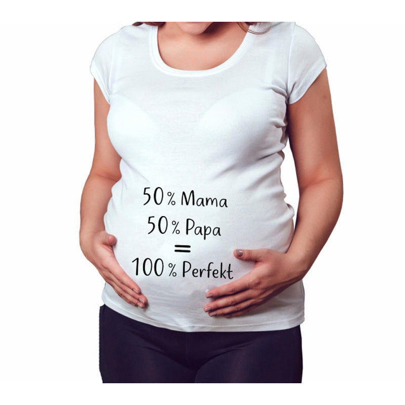 Women T-Shirts Fitted Maternity Funny Baby Message Tops  Pregnancy Women&