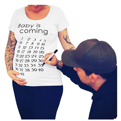 Women T-Shirts Fitted Maternity Funny Baby Message Tops  Pregnancy Women&