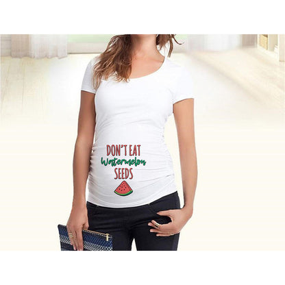 Women T-Shirts Fitted Maternity Funny Baby Message Tops  Pregnancy Women&