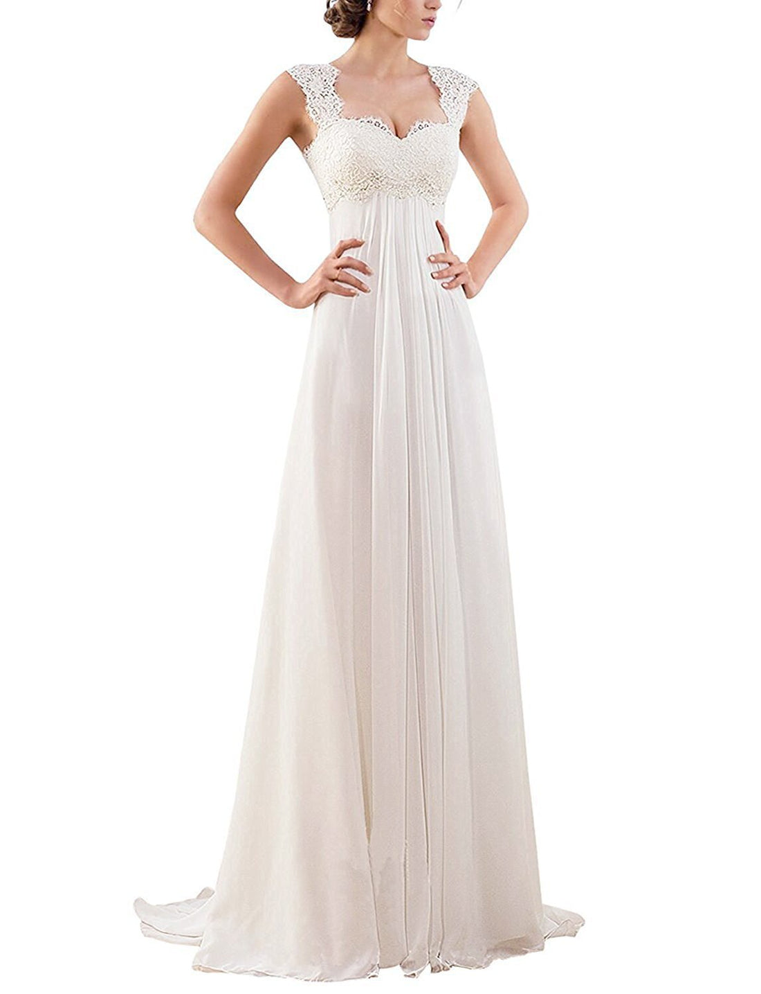 Princess Bride, Beautiful Sweet Heart Neckline Open Back Lace Bodice Wedding Gown pair it with one our Gorgeous Veils