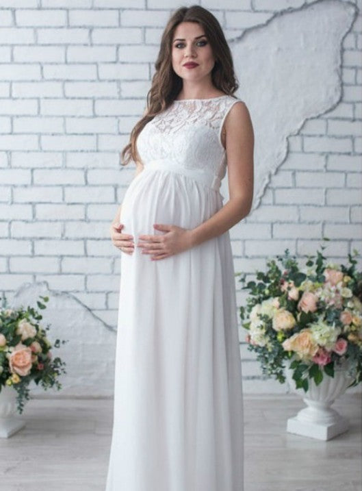 Luna, Charming Sleeveless Lace Maternity Gown for Bride,  Bridesmaids, or Formal Social Event