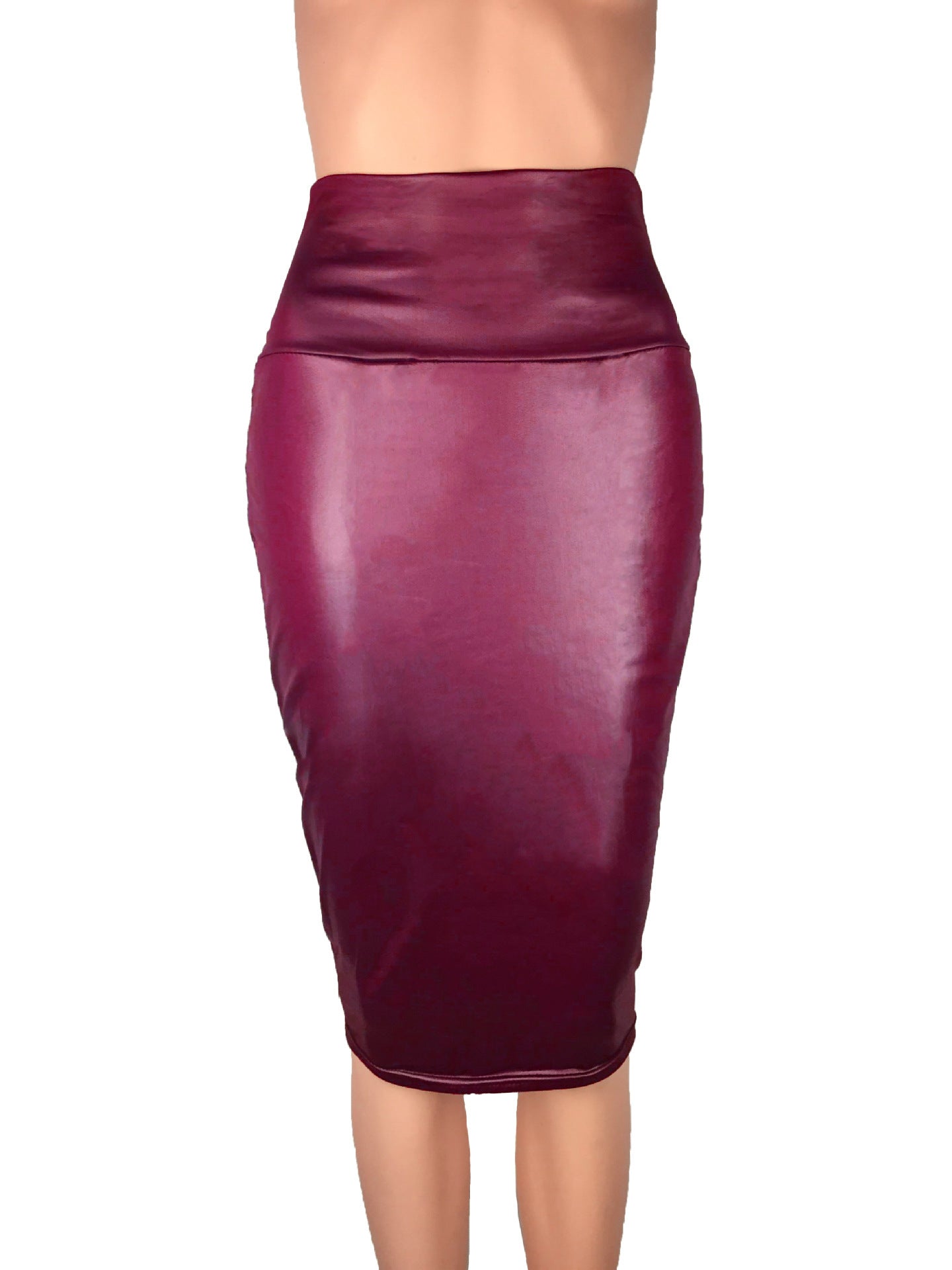 Newly, Women High Waist Faux Leather Pencil Skirt, Bodycon Skirt Solid Sexy OL Office Skirts