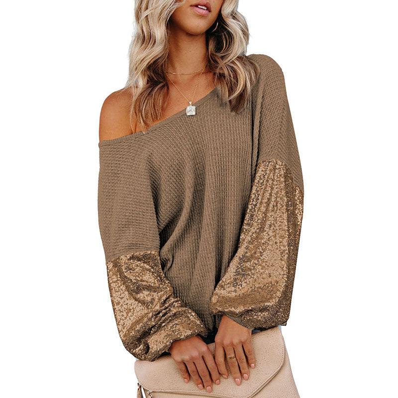 Starr, Sequined Low Back Knitted Long Sleeve Sweater