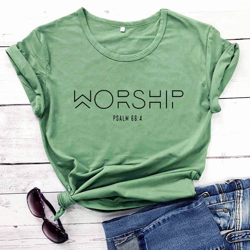 Totally-T, Worship Casual Cotton Christian Psalms 66:4 T-Shirt