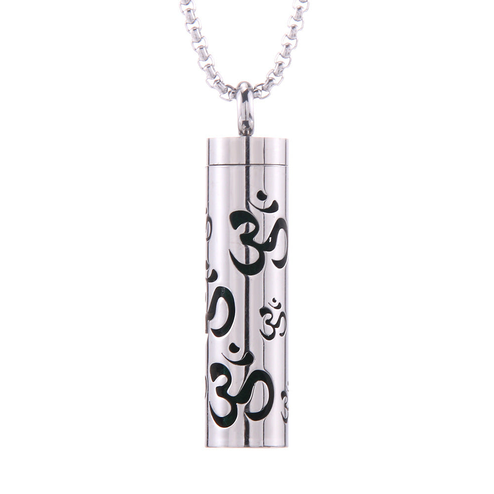 Love Aroma, Aromatherapy Essential Oil Perfume/Cologne Pendant, Stainless Steel Cylinder Necklace