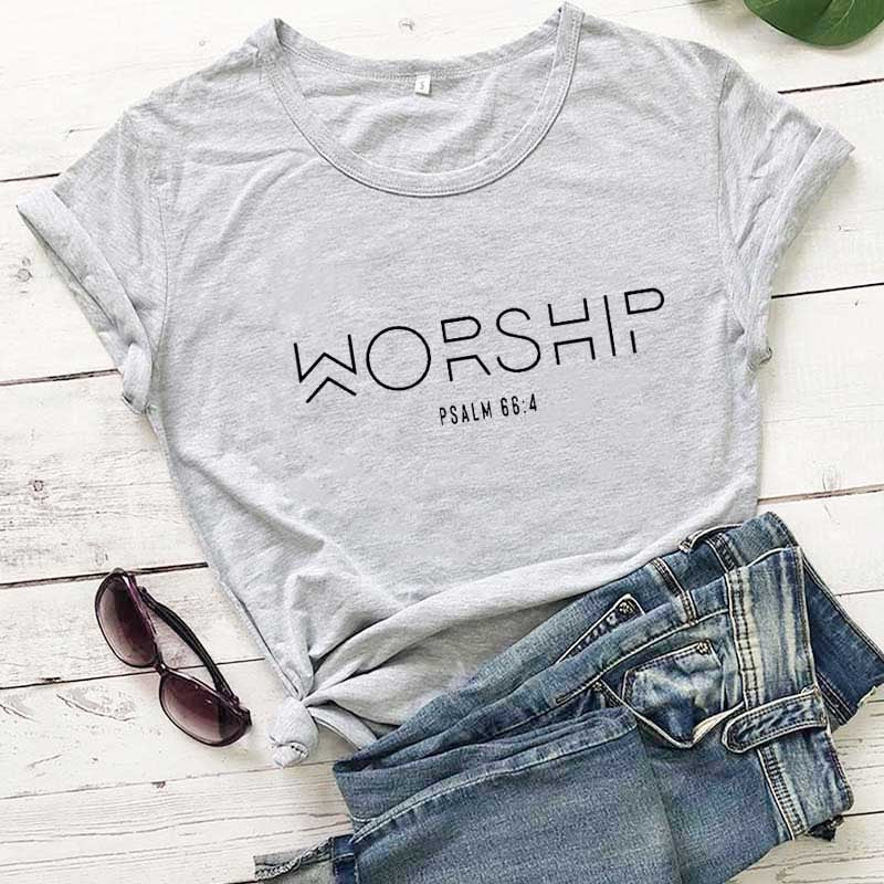 Totally-T, Worship Casual Cotton Christian Psalms 66:4 T-Shirt