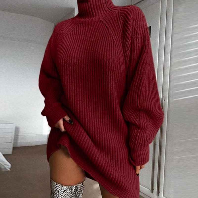 Solis, Turtleneck Long Sleeve Sweater Winter Warm Women Sweater Dress