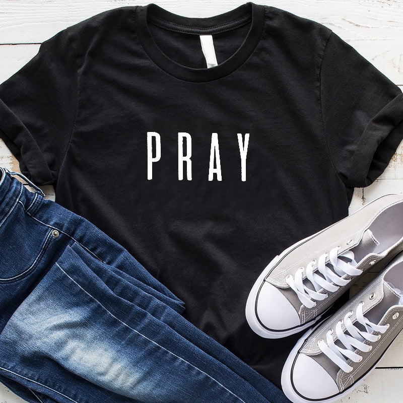 Totally-T, Pray Christian T Shirts Inspirational Fashion Clothes for Women