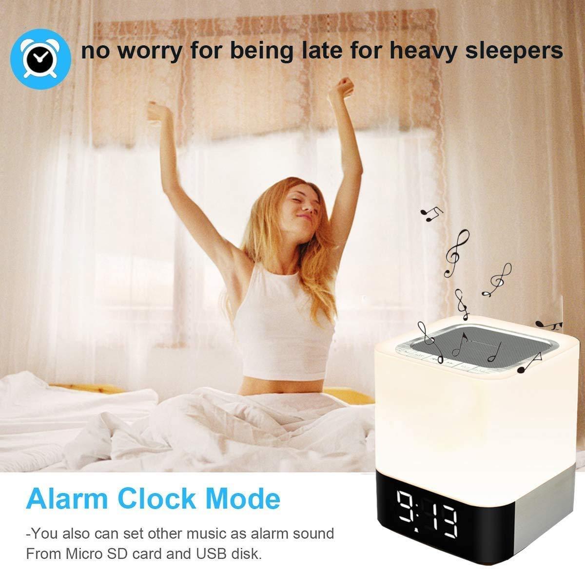 Alarm Clock Bluetooth Speaker Touch Screen LED Light Portable Colorful Light Desktop Audio